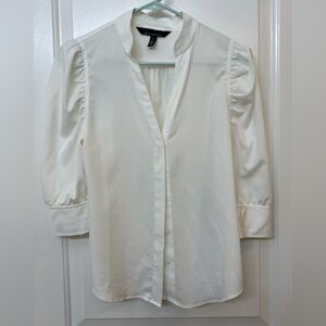 WHBM Cream Color Ruched Sleeve Shirt
Excellent condition